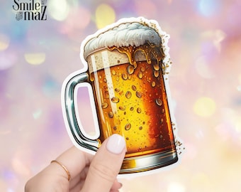 Realistic Beer Mug Sticker: Water Resistant Vinyl Decal