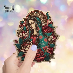 Elegante Guadalupe vinyl sticker | Madre Virgen Guadalupe | Hoge kwaliteit waterbestendig | Otoño Latino Erfgoedmaand