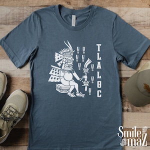 Ancient Tlaloc Aztec Shirt Graphic Tee | Gift for Him , Camisa Para Hombre Latino Heritage Month , Mexican Shirts Mesoamerica