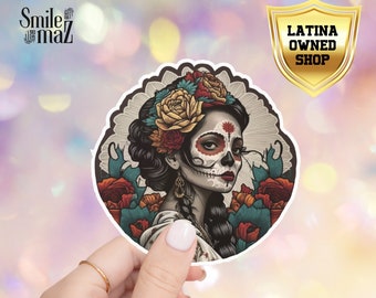 La Catrina Sticker | Dia De los Muertos | High Quality waterproof | Otoño Latino , Skelita Calaveras , Dia de La Muerte , Honor the Dead
