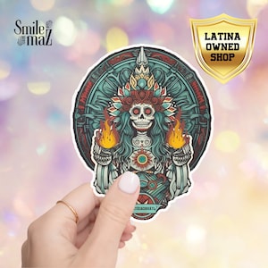 Mictecacihuatl Sticker | Aztec Art High Quality Water Resistant Sticker | Víspera De Todos Los Santos, Dia De Los Muertos