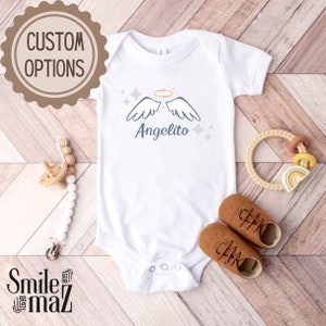Angelita, Angelito Baby Onesie | Custom Onesie, Mas leche Por favor, bilingual baby, baby shower gift, gender reveal