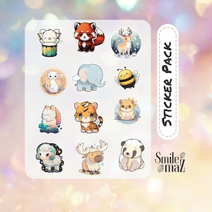 Cute Animals Sticker Pack| High Quality Water Resistant Stickers | Moose, Quokka, Tamandua, Weasel, Deer, Red Panda and more!