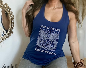 Patriotic Bald Eagle Tank Top: Land of the Free, 4th of July Tee