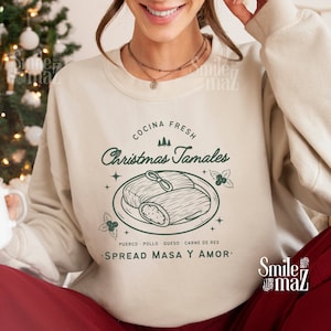 Christmas Tamales Latino Christmas Sweater | Noche Buena Shirts, Sueter de Navidad Tis' the Season for Tamales ,  Sudaderas de Navidad