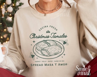 Christmas Tamales Latino Sweater | Noche Buena Holiday Sweatshirt | Funny Mexican Christmas Shirt | Latin Foodie Navidad Gift