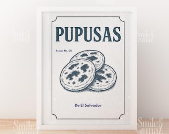 Pupusas Wall Decor, Latinx Art, Boho Decor, Gift for Him/Her, Unique Home Art | El Salvador Art