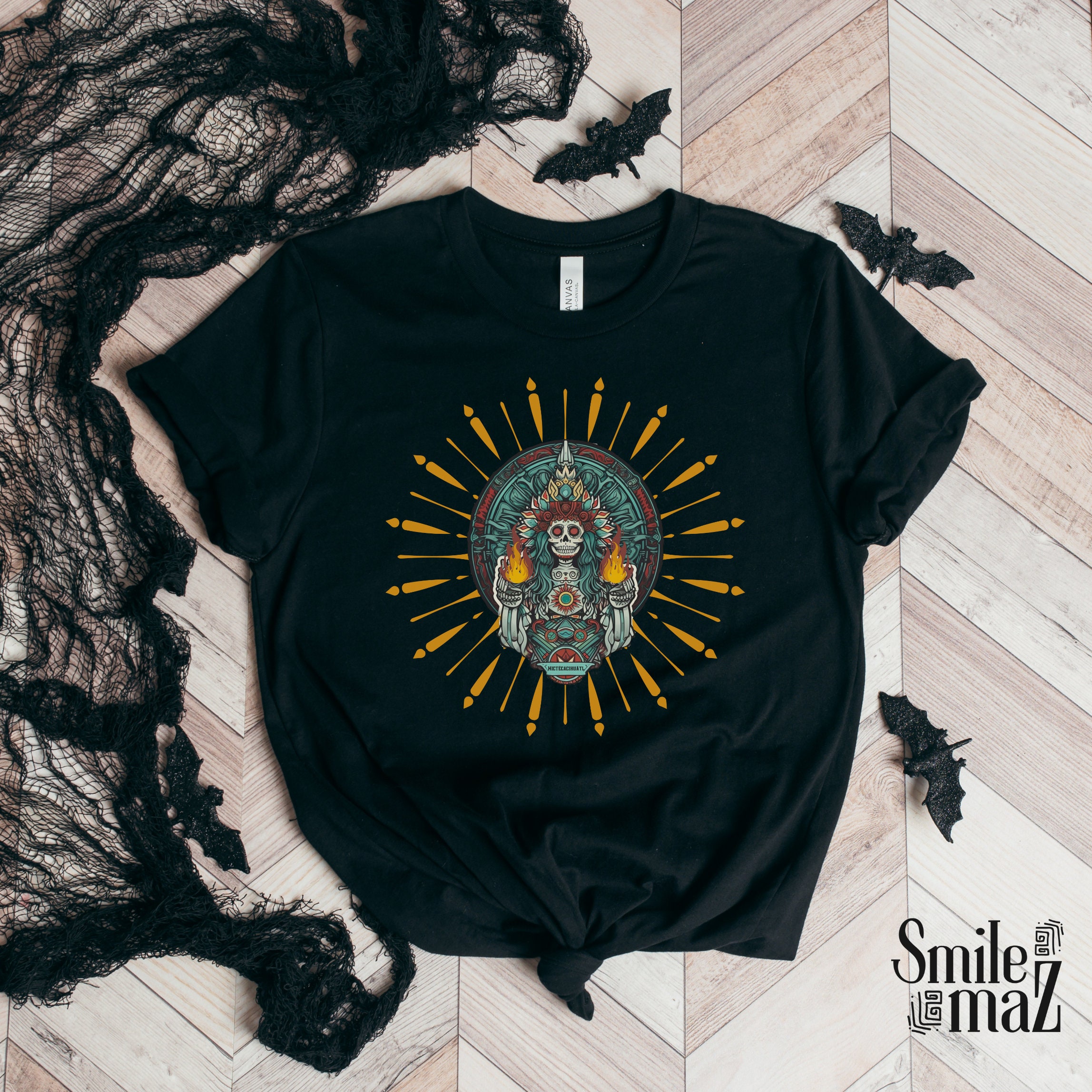 Mictecacihuatl Aztec shirt | Mictecacihuatl shirt | Víspera de Todos los Santos, Dia De Los Muertos Shirt, Camisa para hombre Latino
