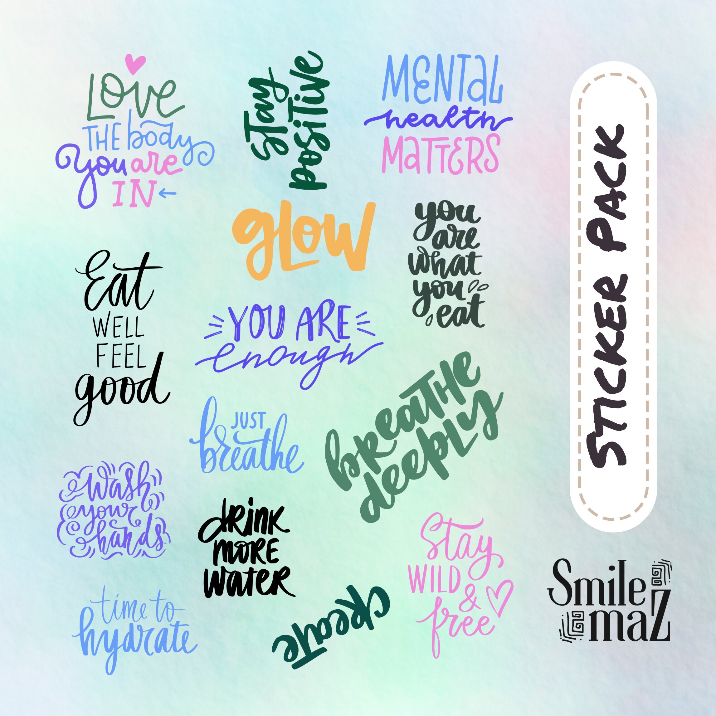 Positive Affirmations Sticker Pack | Mental Health Awareness | Laptop ...