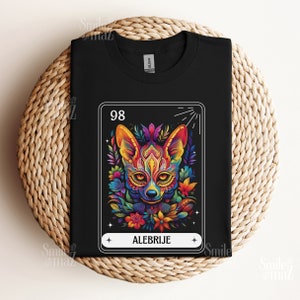 Alebrije Fox shirt, Loteria shirt, Dia de Los Muertos shirt, Alebrije shirt | Otoño Latino Erfgoedmaand
