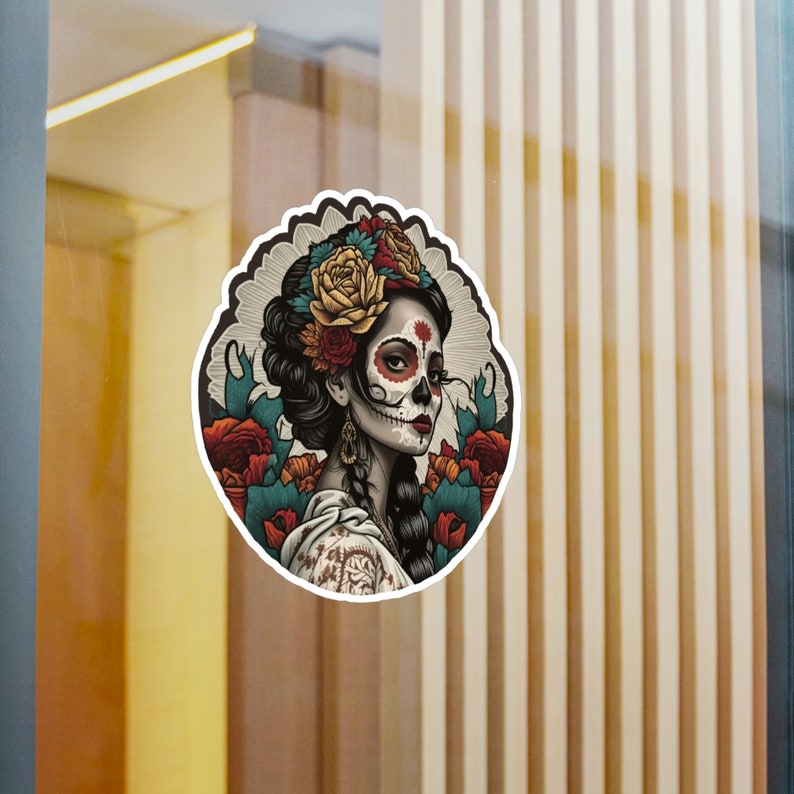Pegatina de La Catrina: Calavera impermeable del Día de los Muertos imagen 8
