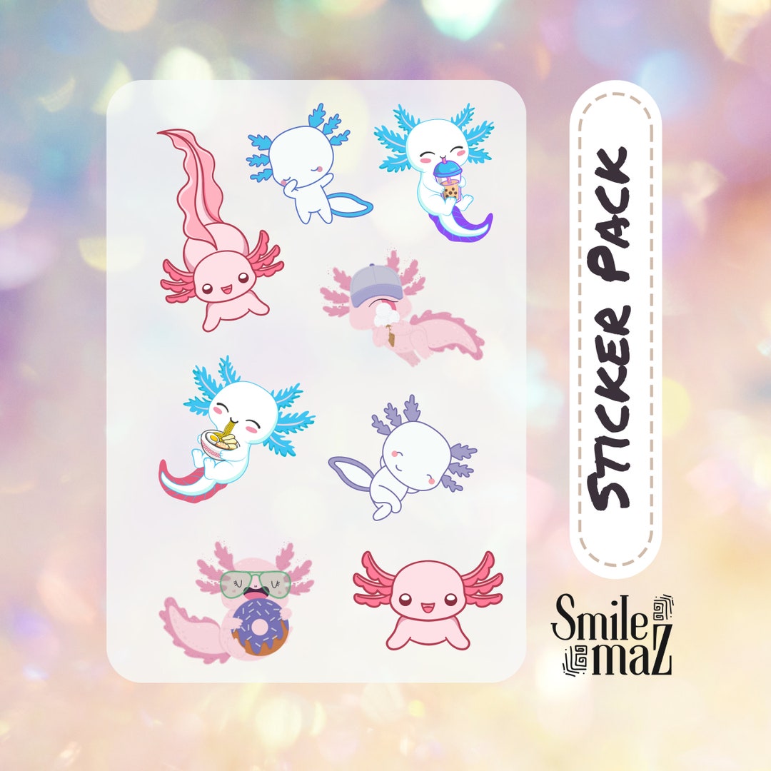 Axolotl Sticker Pack | Water Resistant Stickers | Cute Sea Animals ...