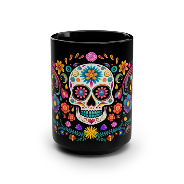 Dia de Los Muertos Mug Sugar Skull Calavera Mexican Gift Day of the Dead Decor Skull Coffee Mug Latina Gift Dia de Muertos Halloween Mug