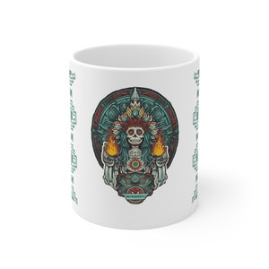 Tazza Mictecacihuatl: dea azteca della morte, opera d&#39;arte latina