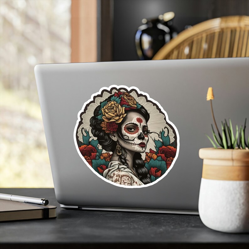 Pegatina de La Catrina: Calavera impermeable del Día de los Muertos imagen 5