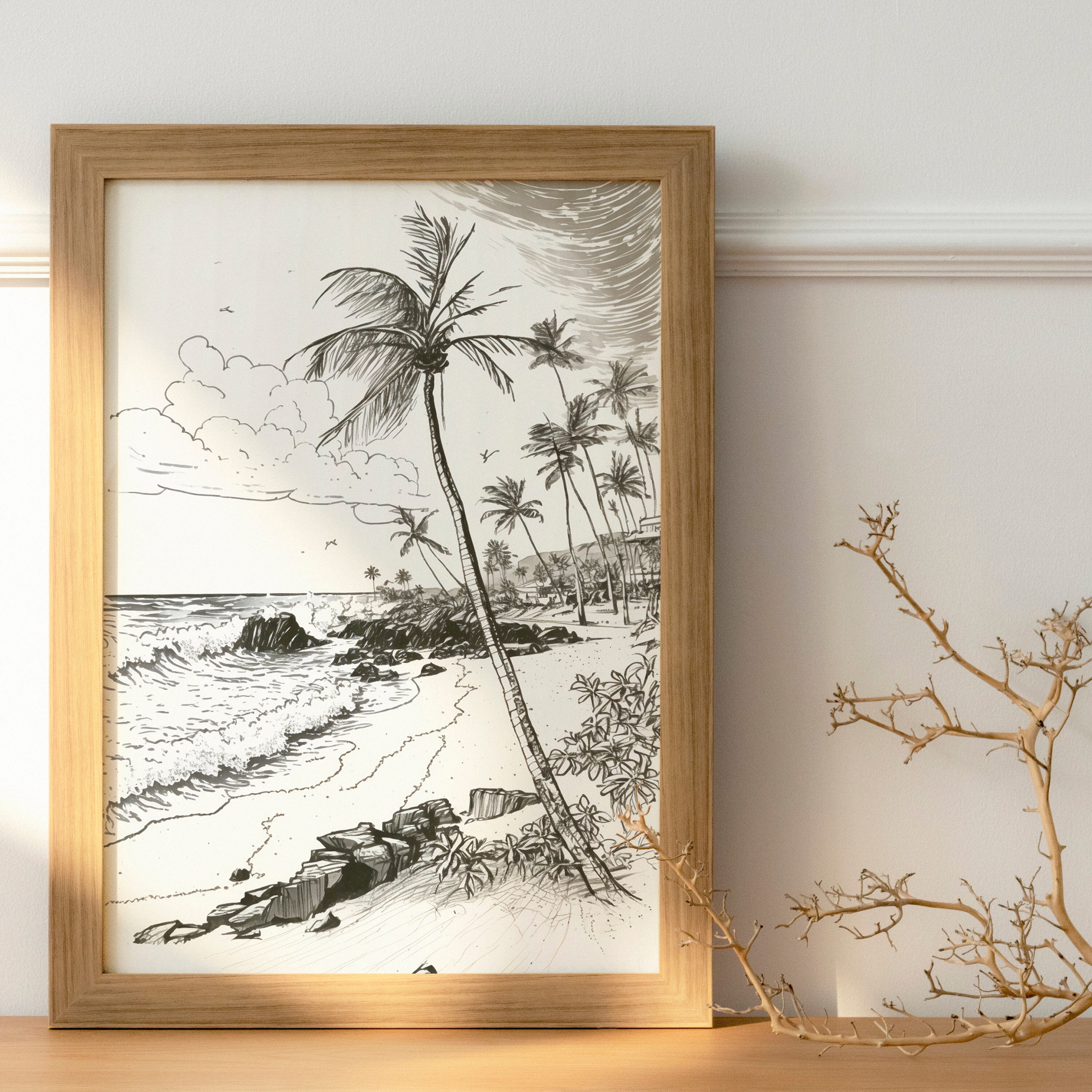 Hawaii Art Print, Instant Download, Hawaii Drawing, Hawai Poster