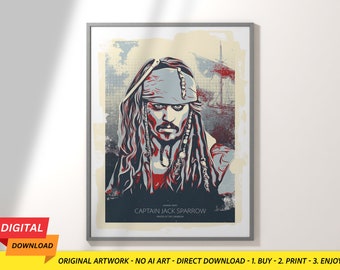 Captain Jack Sparrow - Pirates of the Caribbean - Iconic Movie Characters Poster