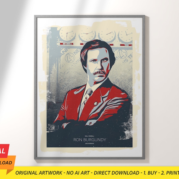 Ron Burgundy - Anchorman - Iconic Movie Characters Poster