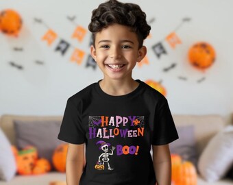 Kids Halloween Shirt | 'Boo!' Skeleton Youth Tee