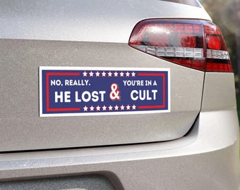 Nee, hij is echt verloren en je zit in een cultauto Bumpermaget | Autobumpermagneet verkiezingscampagne 2024 | Stemmen 2024 | Kamala Harris 2024
