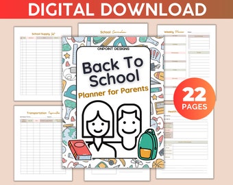 Back to School Planner for Parents | Back to School | Parent Planner | Home Schooling | School Planner | School Organizer for Parents.