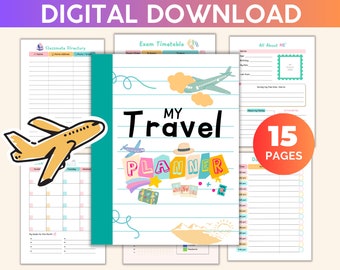 Travel Planner for Kids | Kid Vacation Journal | Kids Travel Journal | Travel Journal for Kids | Kids Packing Checklist | Fun Travel Log Kid