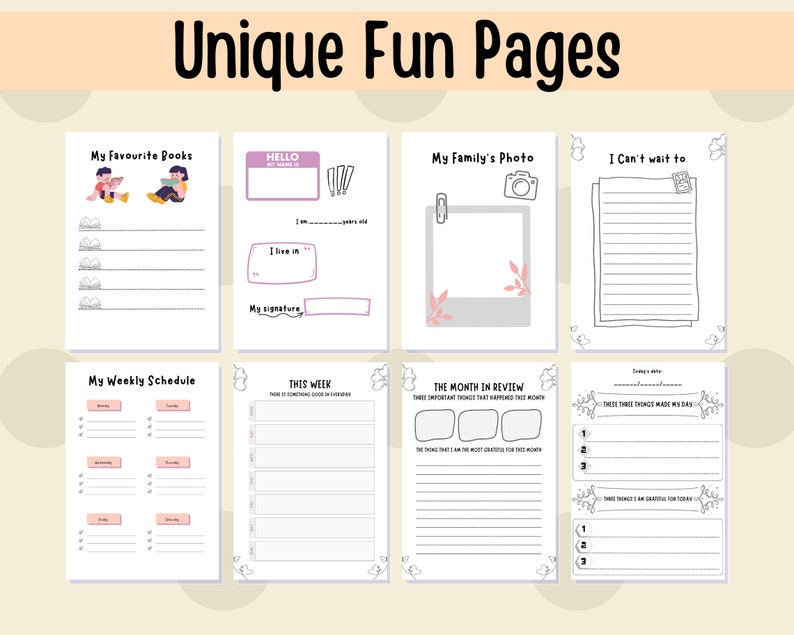 Gratitude Journal for Kids Activities Daily Journal Printable Goodnotes Notebook Children Weekly ...
