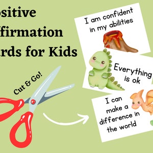 Dino Positive Affirmation Cards for Kids Affirmation Cards Printable Kids Mini Affirmation Cards Lunchbox Notes for Kids Flash Cards image 2