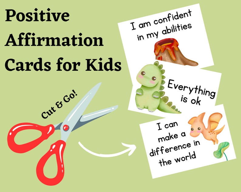 Dino Positive Affirmation Cards for Kids Affirmation Cards Printable Kids Mini Affirmation Cards Lunchbox Notes for Kids Flash Cards image 2