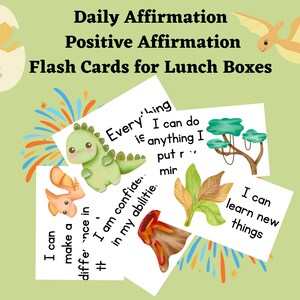 Dino Positive Affirmation Cards for Kids Affirmation Cards Printable Kids Mini Affirmation Cards Lunchbox Notes for Kids Flash Cards image 3