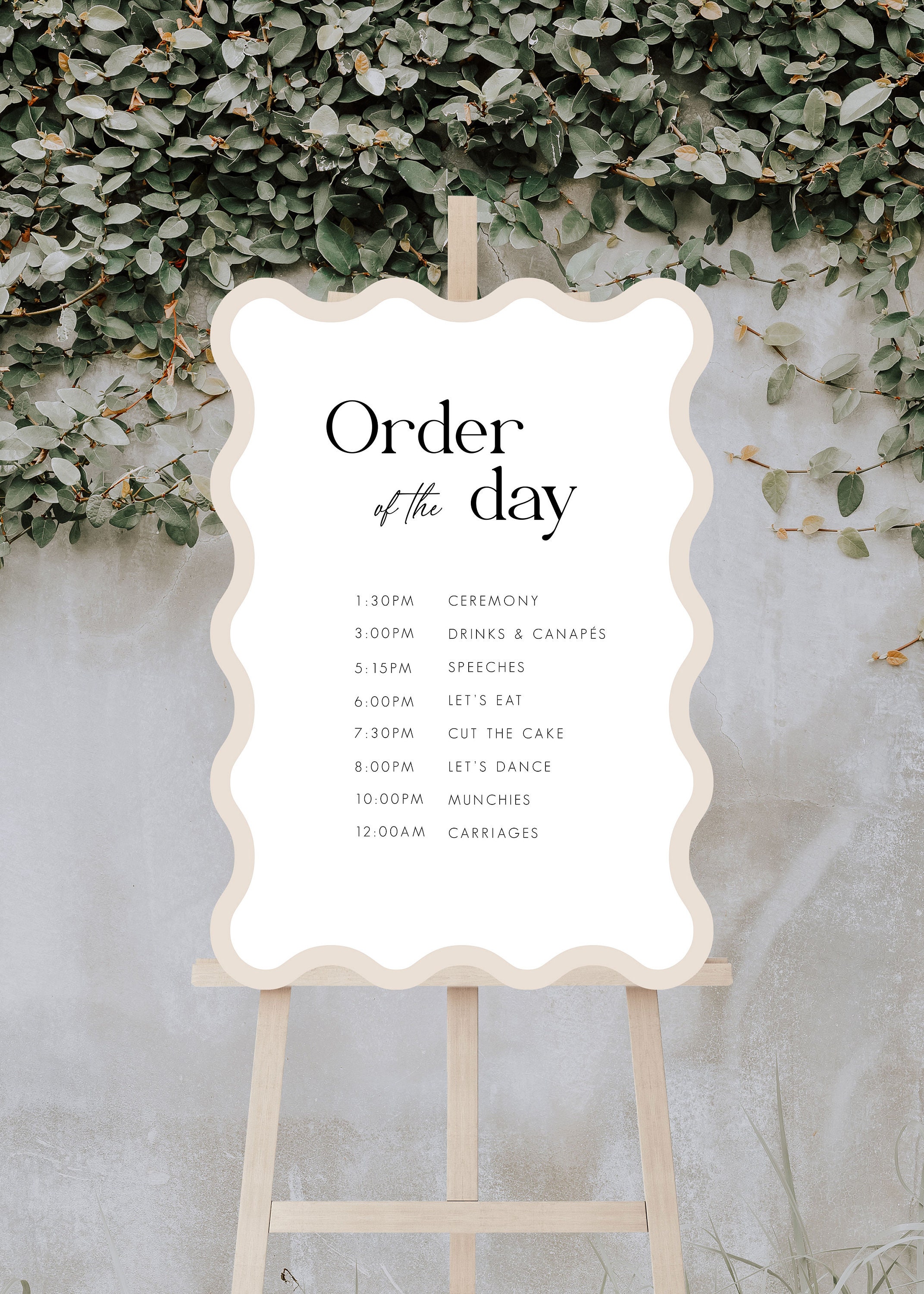 Wavy Order of the Day Sign Downloadable Digital Corjl Template Instant ...
