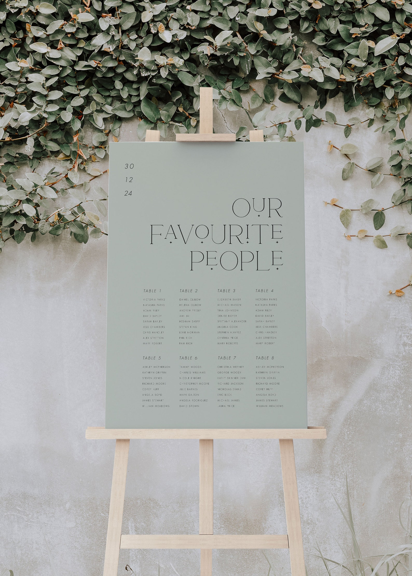 Contemporary Wedding Table Plan Printable Editable Digital Template ...