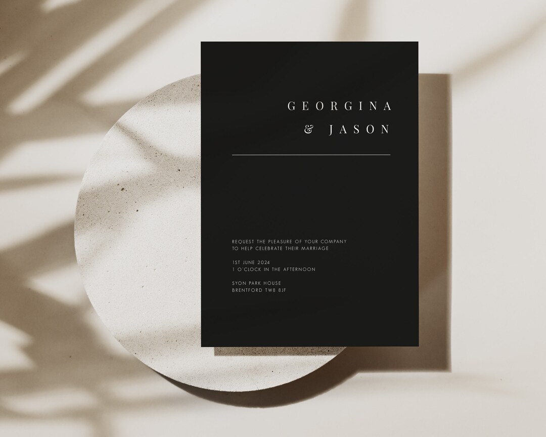 Black &amp; White Digital Wedding Invitation Editable Template Instant ...