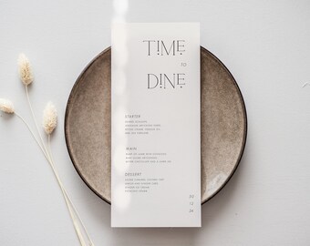 Stars wedding menu instant download editable corjl digital template UK/US modern elegant stylish printable stationery shown in cream