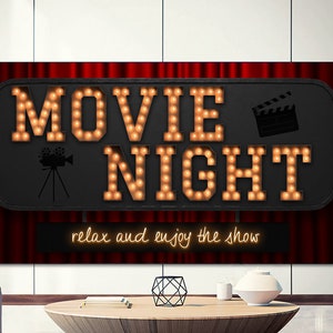 MOVIE NIGHT Tv Light Signs - convert any Tv into a Marquee Light Sign - Frame Art Tv - Digital Signage - 5 versions - instant download