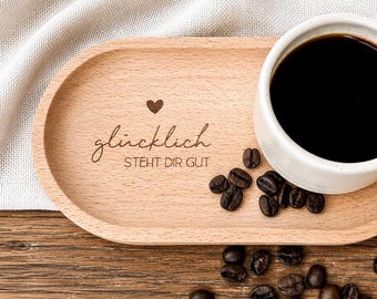 Kaffeetablett I kleines ovales Tablett I personalisiert I Geschenk I Geburtstag I Einzug I Hochzeit I Wunschgravur