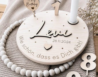 Personalized birthday plate | Modern | Birthday plate with candle | Birthday decoration with name | Birthday gift | Ages 1-15