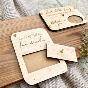 Gutschein I selbst personalisierbar I Holz & Kraftpapier I Geschenkkarte I Gutscheinkarte aus Holz I Holzkarte
