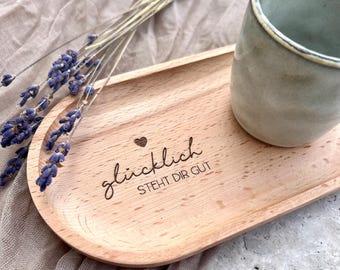 Kaffeetablett I kleines ovales Tablett I personalisiert I Geschenk I Geburtstag I Einzug I Hochzeit I Wunschgravur