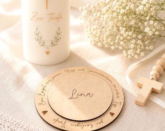Plato para velas personalizado | Plato de madera | Portavelas | Portavelas para bautizo | Bautismo | Comunión | Confirmación | Primera Comunión