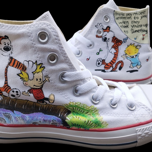 Custom Shoes Converse Art Kid Calvin and hobbes