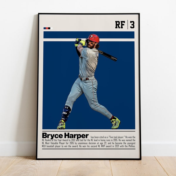 Bryce Harper Digital Poster for Sports Fan Wall Art for Baseball Fans Modern Sports Decor for Bedroom & Office Digital Wall Art