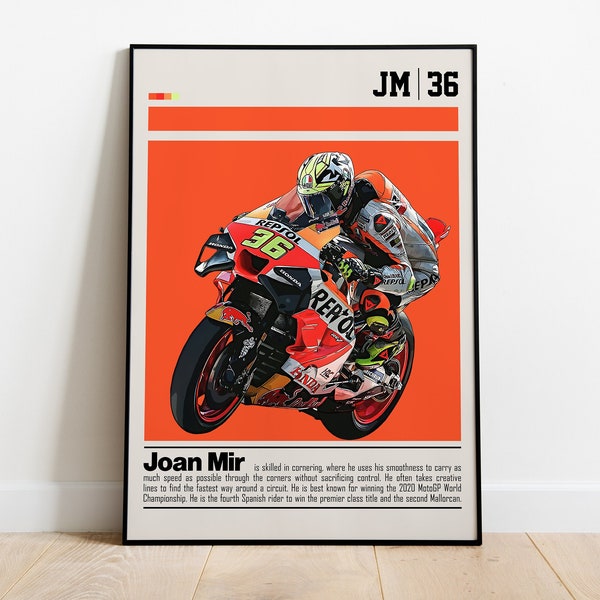 Joan Mir Digital Poster for Sports Fan Wall Art for MotoGP Fans Modern Sports Decor for Bedroom & Office Digital Wall Art