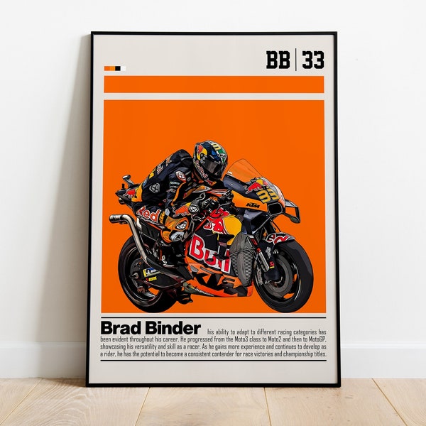 Brad Binder Digital Poster for Sports Fan Wall Art for MotoGP Fans Modern Sports Decor for Bedroom & Office Digital Wall Art