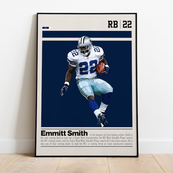 Emmitt Smith Digital Poster for Sports Fan Wall Art for Football Fans Modern Sports Decor for Bedroom & Office Digital Wall Art