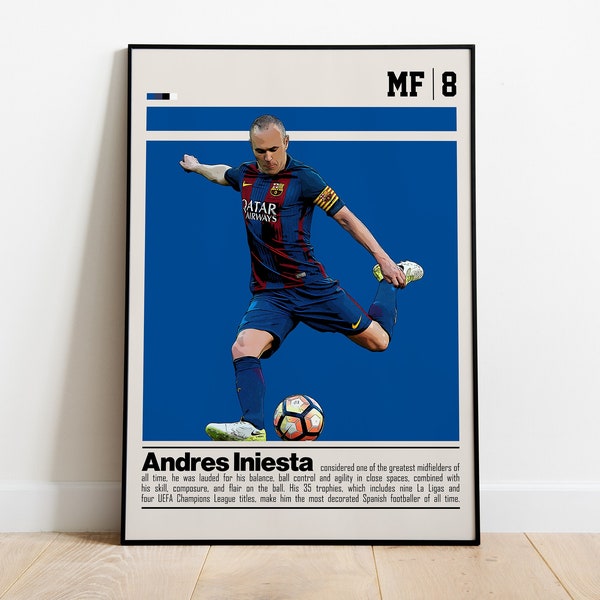 Andres Iniesta Digital Poster for Sports Fan Wall Art for Soccer Fans Modern Sports Decor for Bedroom & Office Digital Wall Art