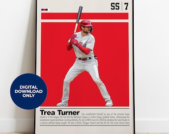 Trea Turner Digital Poster for Sports Fan Wall Art for Baseball Fans Modern Sports Decor for Bedroom & Office Digital Wall Art