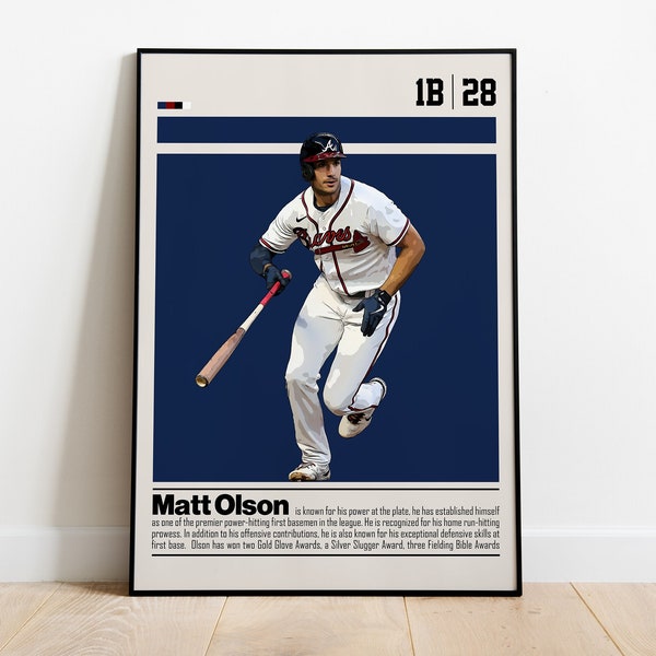 Matt Olson Digital Poster for Sports Fan Wall Art for Baseball Fans Modern Sports Decor for Bedroom & Office Digital Wall Art