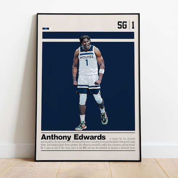 Anthony Edwards Digital Poster for Sports Fan Wall Art for Basketball Fans Modern Sports Decor for Bedroom & Office Digital Art