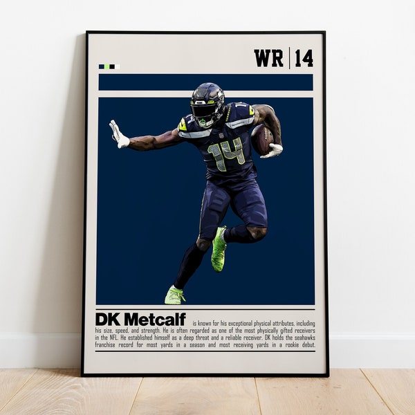 DK Metcalf Digital Poster for Sports Fan Wall Art for Football Fans Modern Sports Decor for Bedroom & Office Digital Wall Art